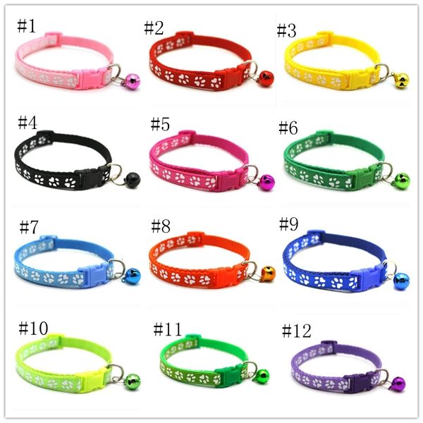 

breakaway 12styles dog adjustable puppy cat cats collar collars with bell bling paw charms pet decoration supplies yya38