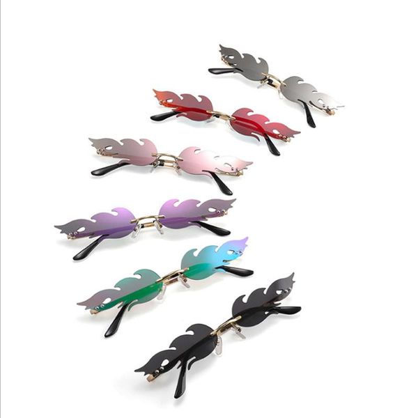 

wave streetwear luxury women fire glasses fashion flame sunglass sunglasses eyewear rimless design narrow sun shade men ebhrf, White;black