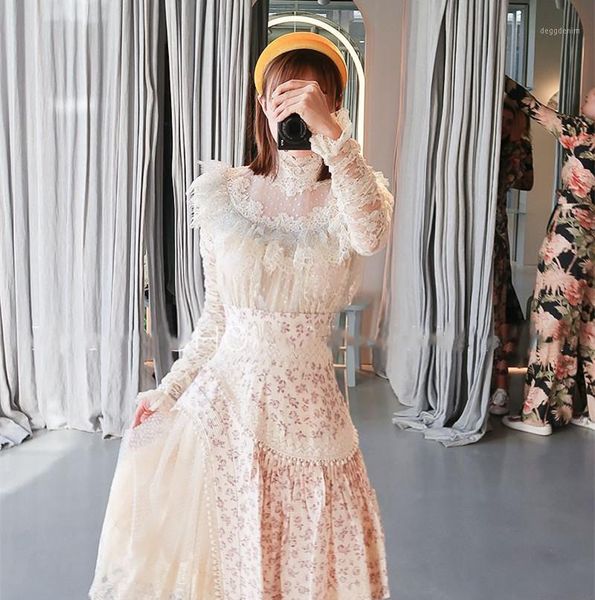 

two piece dress [menkay]autumn romantic women lace set casual turtleneck + asymmetry skirts suit 2 piece1, White