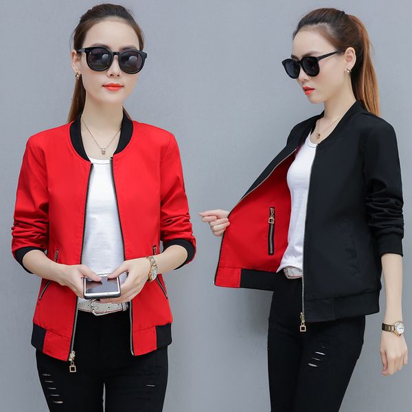 

5 color women jackets harajuku fashion wind restoring ancient bomber jacket baseball print jacket women's windbreaker jacket 201126, Black;brown