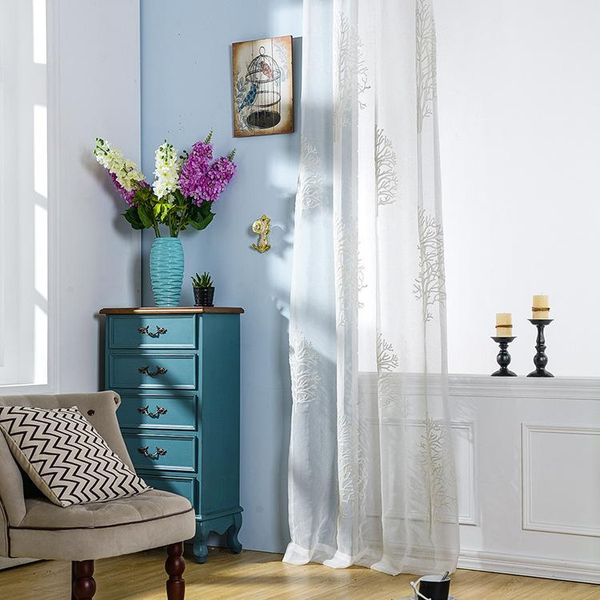 

curtain & drapes [ss] rustic curtains fabric for embroidered cotton living bedroom white tulle floral cortina cortinas