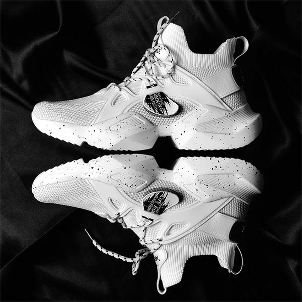

fashion men's sneaker white black running shoes for men lightweight sports man socks sneakers breathable mesh walking jogging 43