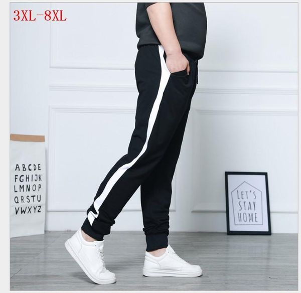 

new 2020 spring autumn men plus size xxxl 4xl 5xl 6xl 7xl 8xl pants casual loose striped trousers1, Black