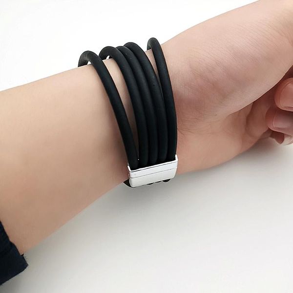 

yd ydbz 2019 new bracelet for women fashion rubber bracelets handmade leather jewelry birthday gift black punk bracelets jewelry sqcqlq, Golden;silver