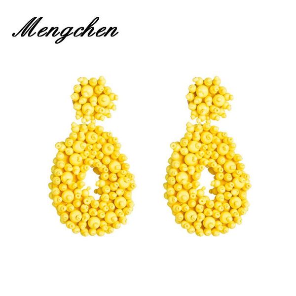 

dangle & chandelier design handmade rice beads geometric water drop earrings for women, Silver
