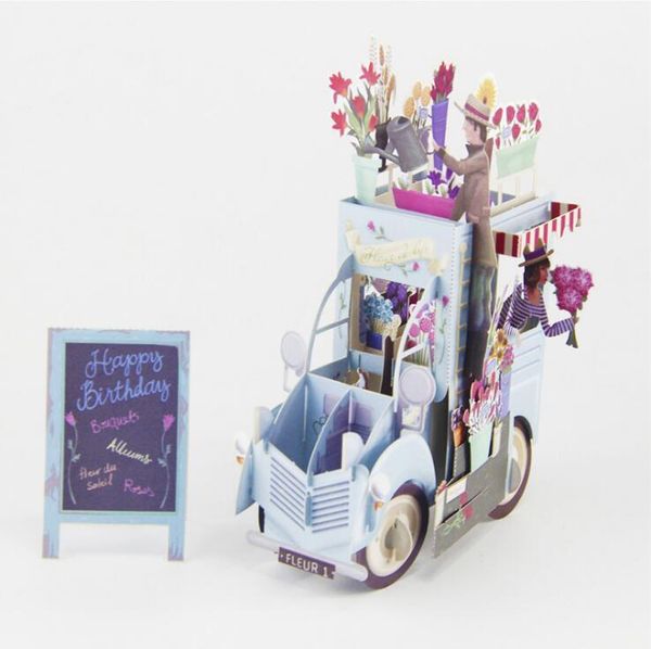 

festival supplies greeting cards invitation paper up 3d flower car for birthday wedding party craft diy favor baby shower1