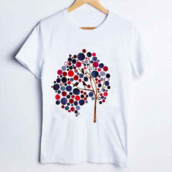 

women tees print graphic tree polka dots fashion streetwear kawaii 90s ladies clothes lady clothing female t shirt t shirt, White