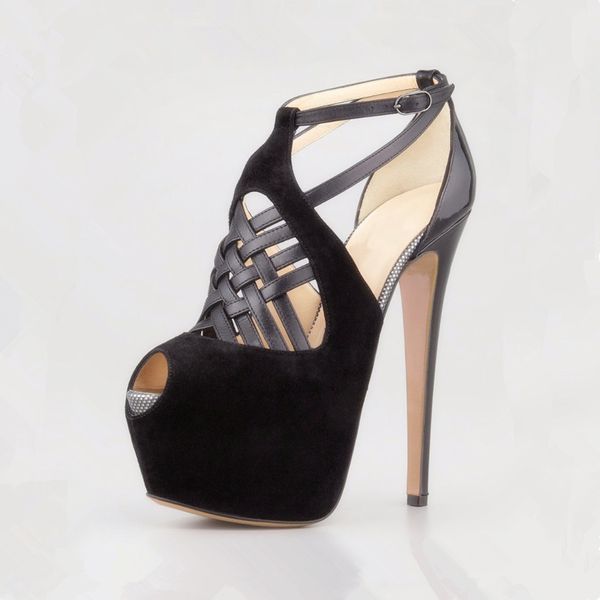 

novelty new kid fashion designers summer from leather women camouflage peep toe strange leaps fine shoes tl-a0035 platform w2vd, Black