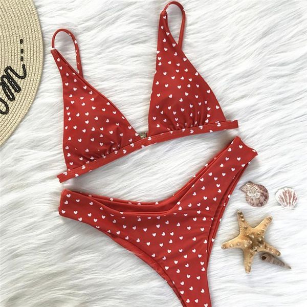 

women's swimming suit women bikini set high waisted love printing set push-up padded bra beach bikini swimsuit swimwear1