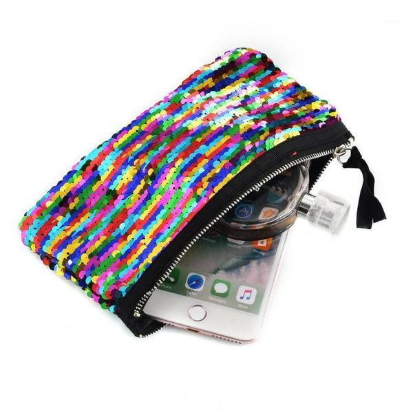 

16 colors bright women clutch sequins bag toiletries cosmetic bag zipper storage pouch portable travel nylon fabric1