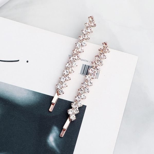 

2 шт. сияющий кристалл горный хрусталь зажима для волос для женщин элегантный корейский дизайн snap barchettion stick hairpin волос стиль ак