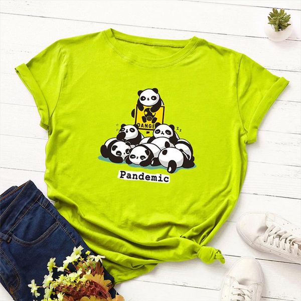 

women t shirt 2020 new harajuku panda print o neck t shirt 100% cotton female causal tshirt short sleeve tee feminina, White