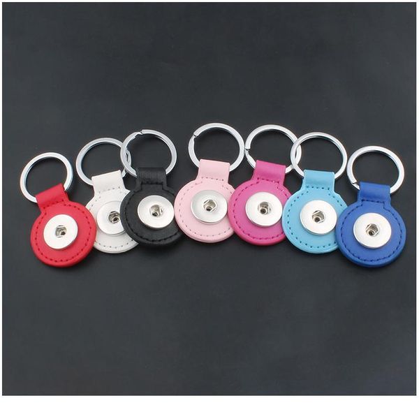 

8 color snap key chain for keyring women pu leather keychain bag pendant fit 18/20mm button snap jewel jllaab