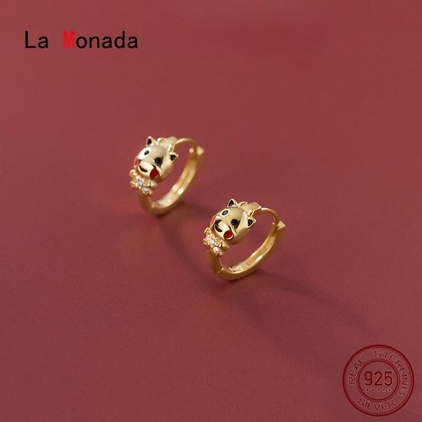 

hoop & huggie la monada zodiac ox cow woman earrings silver 925 fine jewelry sterling for women hoops animal, Golden;silver