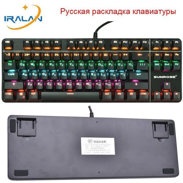 

russian keyboard with backlight mechanical keyboard blue switch gamer wired 87 keys rus keybord pc gaming keyboards1