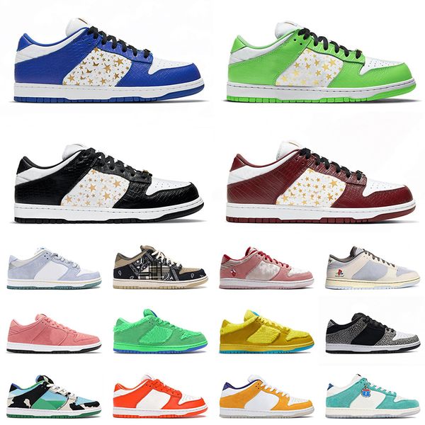 

2021 new quality sb dunk barkroot brown hyper blue running shoes mens women mean green low chunky dunky holiday special trainers sneakers, White;red
