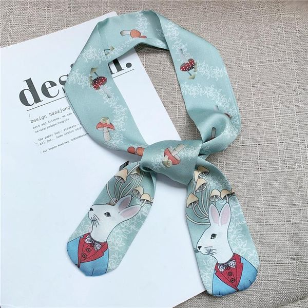

2020 new decorative small scarf female narrow strip scarf women headband hair gril1, Blue;gray