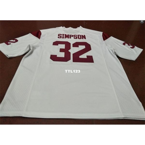 

3740 red white#32 o.j. simpson usc trojans alumni college jersey s-4xlor custom any name or number jersey, Black