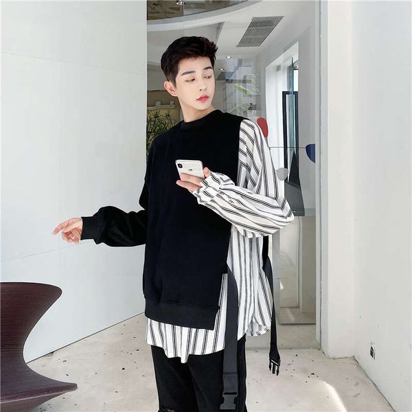 

fall / winter 2020 two piece sweater trend personalized design hairdresser fashion brand men's ins top, Black