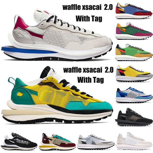 

new arrival ld waffle xsacai 2.0 running shoes sport fuchsia game royal black white nylon blue multi fashion men women trainers sneakers