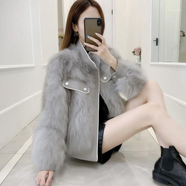 

women 2021 autumn winter jacket fashion artificial fur coats leather female jacket ladies thick warm fluffy outerwear c3181, Black