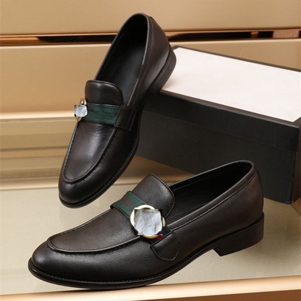 

2022 g dress shoes mens fashion casual men genuine leather pointed toe slip on formal wedding business shoe black oxford lofers size 38-45