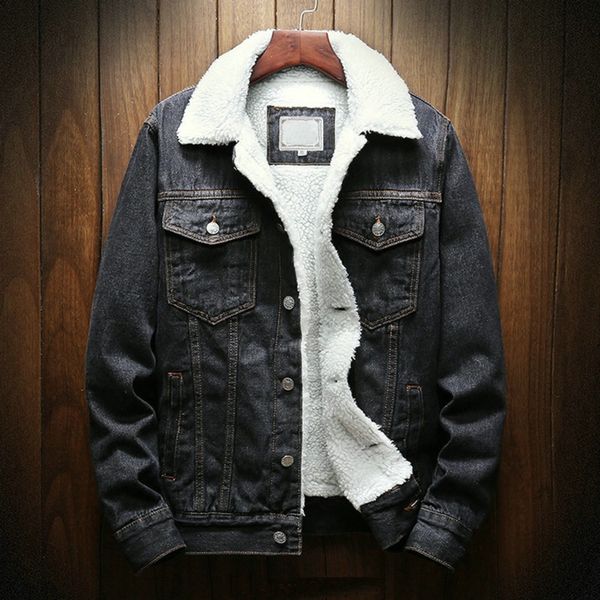 

dropshipping streetwear men jacket and coat warm fleece denim jacket 2020 winter fashion mens jean jacket outwear male plus size c1212, Black;brown