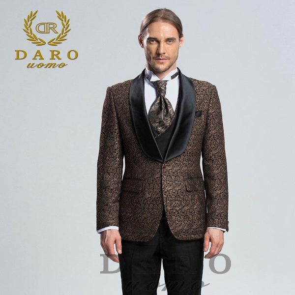 

daro 2020 new men suit 3 pieces tuxedo slim fit blue grey white for wedding dress suits blazer pant and vest dr8859, White;black