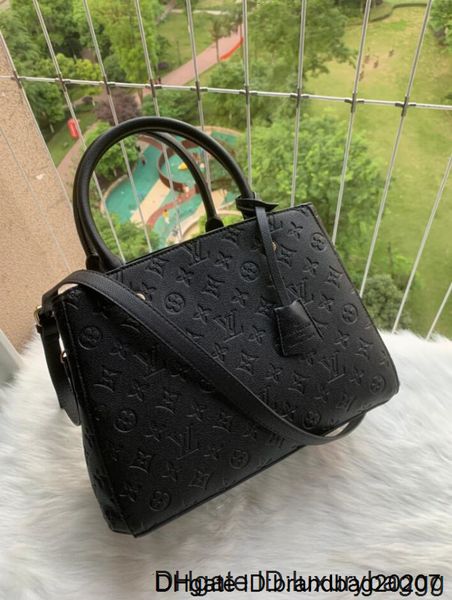 

quality original high designer luxury handbags purses montaigne bag women tote brand letter embossing leather shoulder bags, Black;red