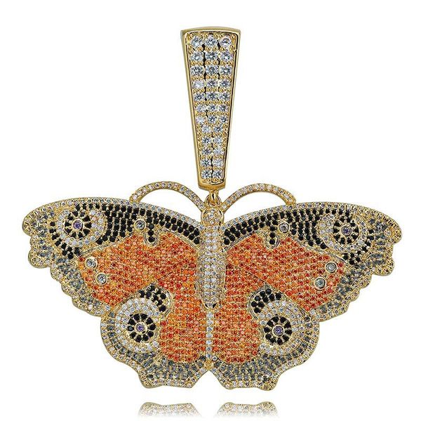 

four new arrival colors micro pave zircon fashion hip hop butterfly necklace for men oar6, Silver