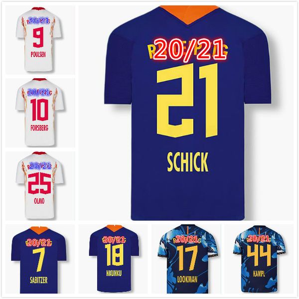 

20 21 leipziges rasenballsport soccer jersey werner konate sabitzer rbl forsberg britische fußballtrikots poulsen halstenberg футболка, Black;yellow