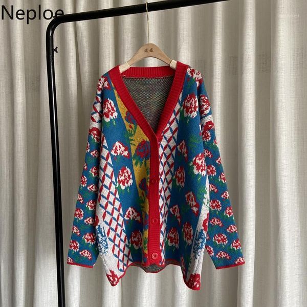 

neploe fashion sweater women vintage knitwear coat heavy crochet floral knitted cardigan pull femme fall 2020 woman clothes1, White
