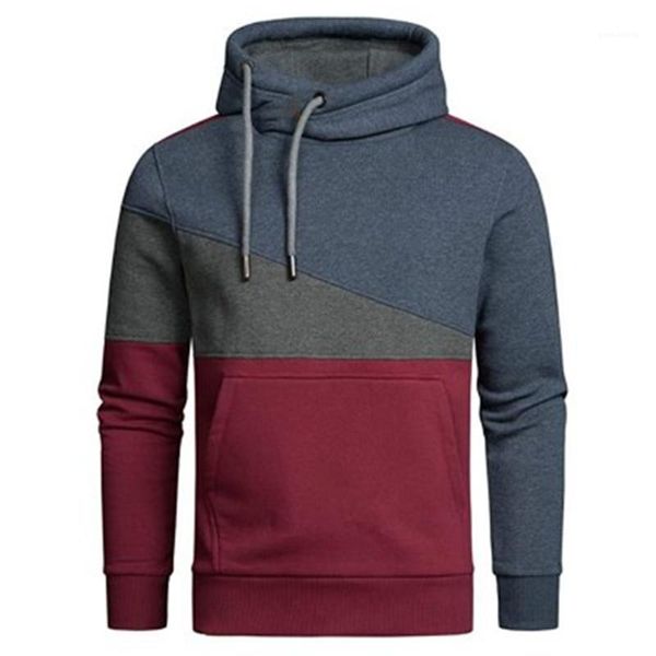 

casual loose with pocket hoodies mens splicing colors hoodies fashion trend outdoor long sleeve drawstring hooded sweatshirts male spring, Black