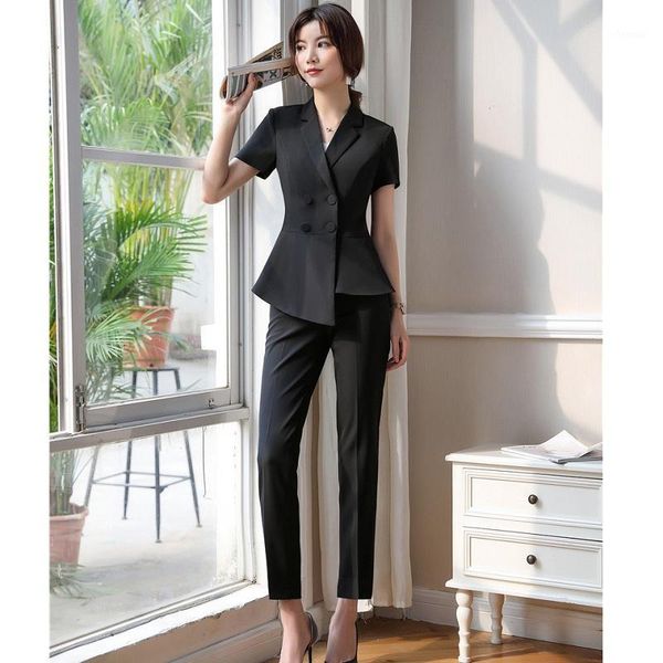 

formal office ladies pant suits for women business suits black blazer and jacket sets work wear uniform styles1, White