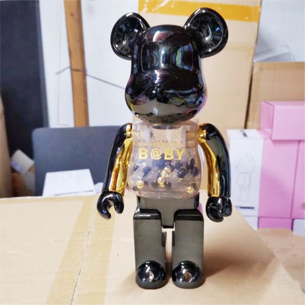 

new 400% 28cm bearbrick the electroplate transparent fashion bear chiaki figures toy for collectors be@rbrick art work model decoration toys