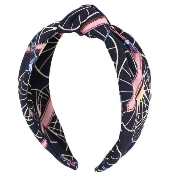 

retro chain printed head hoop women middle knotted wide-brimmed cross knot headband hair hoop hairband vintage hair accessories q sqckfg