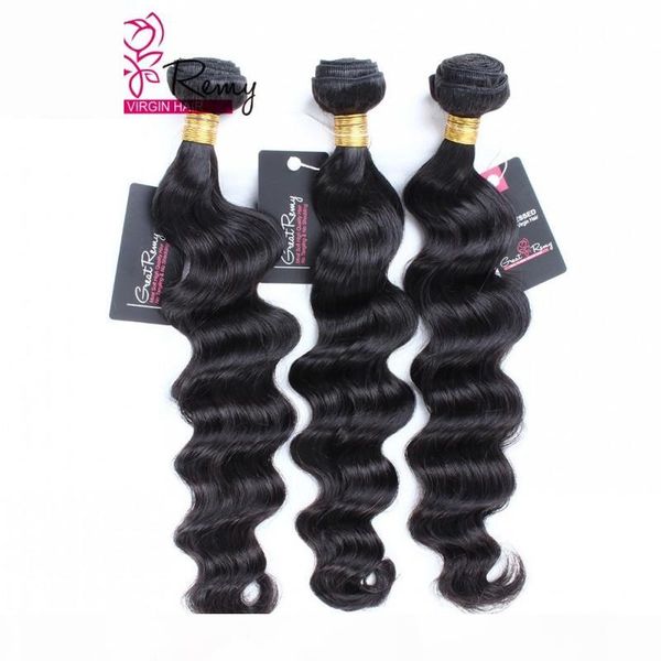 

greatremy 9a black color brazilian virgin hair bundle deals loose deep wave human hair weave fashion for women