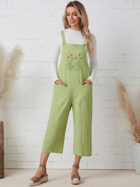 

emery rose floral print dual pocket pinafore jumpsuit 46wn#, White