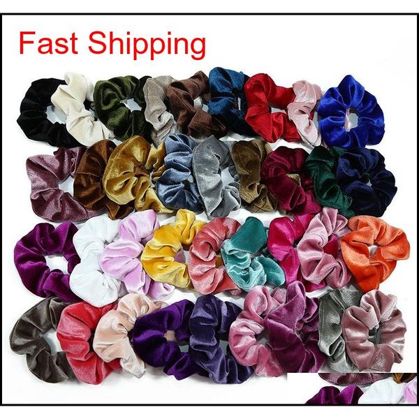 

pcs ponytail holder hair scrunchies velvet elastic hair bands scrunchy hair ties ropes scrunchie for women or girls 50 colors xby29 okypb, Slivery;white