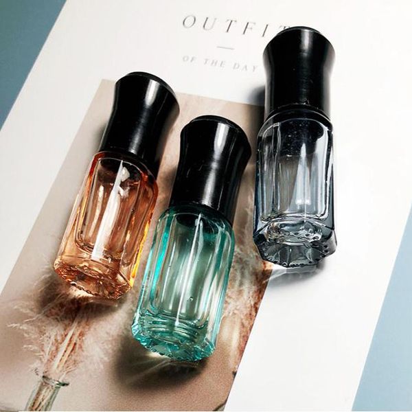 

new colorful small 3ml glass roller bottle mini roller essential oil bottle stainless steel roller ball ing