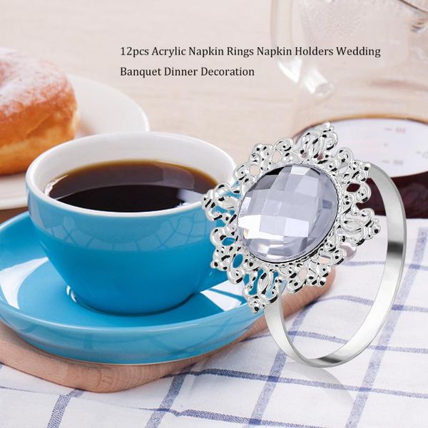 

napkin rings 12pcs acrylic holders wedding banquet dinner decoration (silver)