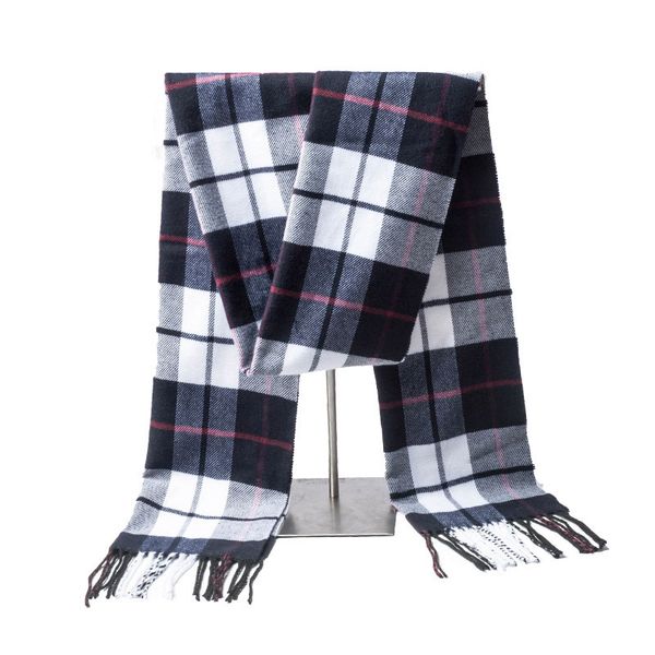 

2020 new winter warm fleece for men and women scarf men's imitation cashmere bib british plaid, Blue;gray