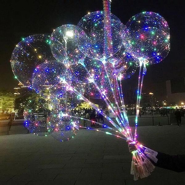 

qifu 1 set 20inch bobo balloon with led light transparent luminous baloon birthday party decor kids wedding decor babyshower wmtqmx