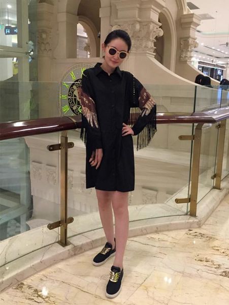 

women's blouses & shirts 2021 exquisite tide brand street tassels rivet wing printing sleeve black shirt 20210208-91, White