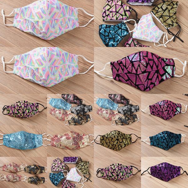 

uy0hou sequined masks bling nightclub club anti-dust outdoor adjustable mouth reuse face mask 3 n