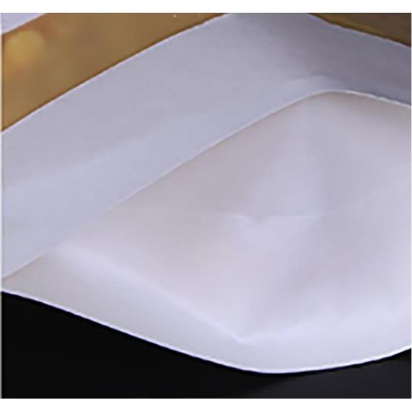 

white kraft paper mylar self-styled doypack bags with clear window food tea snack package storage bag stand up pack wmtqlm new_dhbest