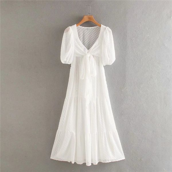 

2021 new women vintage bubble embroidery v neck cross straps midi dress fashion puff sleeves ruffled hem multicolor dresses gy74, Black;gray