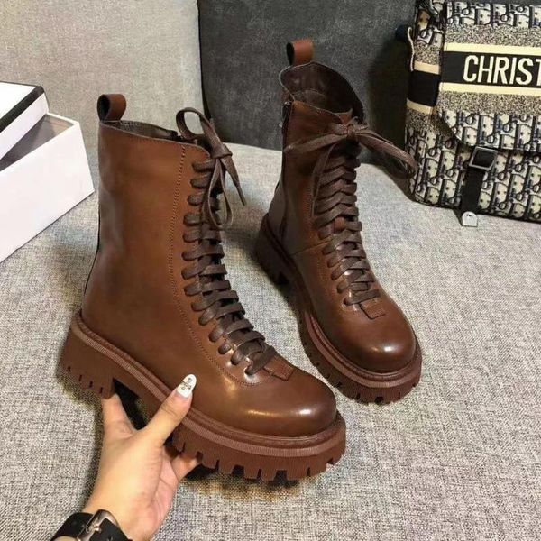 

2020 autumn and winter new short boots women's thick-soled mid-heel boots round toe straps thick heel side zipper1, Black