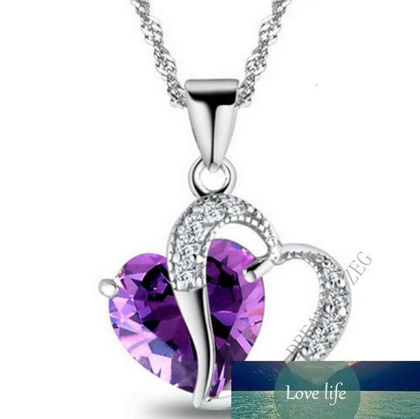 

chain women fashion heart crystal rhinestone silver pendant necklace jewelry 9 colors nice gift ing