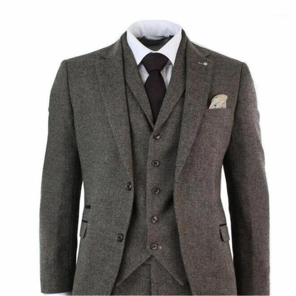 

new brown navytweed men suit classic winter men suits for wedding 3 piece slim fit formal suit tuxedo groom suits tern1, White;black